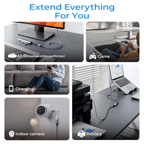 AINOPE USB Extension Cable 10FT,USB Extender,USB 3.0 Extension Cable, Male to Female Cord High Data Transfer Compatible with Webcam,USBKeyboard,Flash Drive,Hard Drive,Printer,Grey