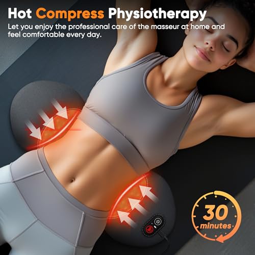 Hzwioe 3 in 1 Upadate Rechargeable Electric Lumbar Support Pillow with Adjustable Height for Bed and Chair,Cordless Back Massager for Pain Relief Deep Tissue,Back Massager with Heat for Home & Office