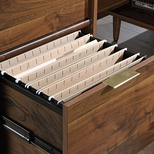 Sauder Clifford Place L-Desk, L: 59.06" x W: 53.54" x H: 30.2", in Grand Walnut finish