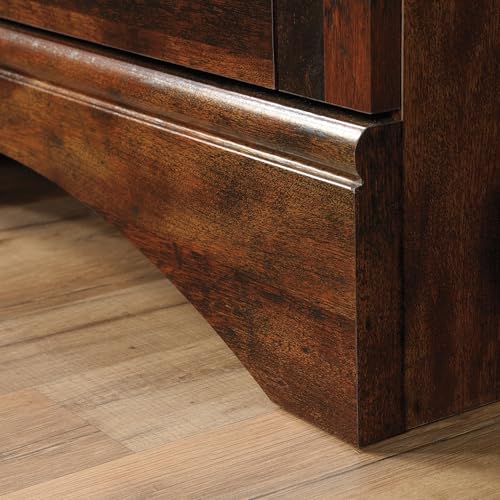 Sauder Harbor View Home Office Computer Desk with Hutch, Keyboard Tray, in Curado Cherry finish