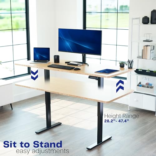 VIVO Electric Stand Up Desk Frame Workstation, Frame Only with 220 lbs Capacity, Brushless Motor Standing Height Adjustable Legs with Memory Controller, Black, DESK-V100EBY