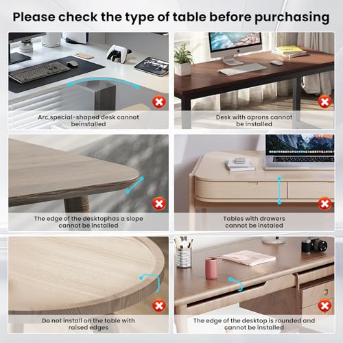 Keyboard Tray Under Desk, Pull Out Keyboard & Mouse Tray with Adjustable C-clamp, 25.6(31.5 Including Clamps) x 11.8 Inch Slide Out Computer Keyboard Drawer Mouse Tray for Typing,White