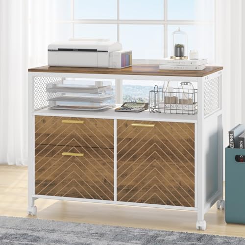 Tribesigns Office Desk with Drawers Sets, 63 inches L Shaped Computer Desk with Mobile File Cabinet,Big Executive Desk for Home Office Furniture Sets (Light Walnut, 63-inch)