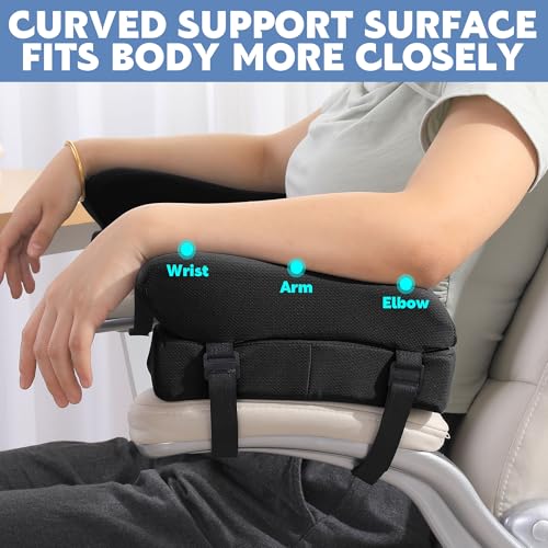 MABOZOO Gel Ergonomic Office Chair Arm Pads, Set of 2 Height Adjustable Arm Pads for Elbows Forearms Pressure Relief, Office Chair Cushion (Black)