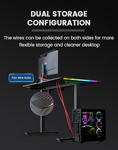 GTPLAYER Electric Standing Desk, Gaming Desk with LED Lights, Height Adjustable - RGB Computer Desk with Mouse Pad for Home, Office