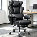 Stella Mia Big & Tall Office Chair 400 lbs – 21.3" Wide Seat High Back Ergonomic Executive Chair with Retractable Footrest, Heavy Duty Computer Gaming Chair for Heavy People, Black