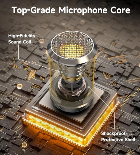 Wireless Microphones, Wireless Microphone with One-to-One Chip Connection, 40H Rechargeable Battery, 200FT Range, Plug and Play, Ergonomic Design,Less Latency Microphone for Singing Video Recording