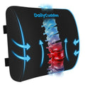 DailyCuddles Lumbar Support Pillow for Office Chair Back Support - Memory Foam Lumbar Pillow for Car or Gaming Chair, Ergonomic Back Cushion with Adjustable Strap for Long-Hour Sitting (Black)