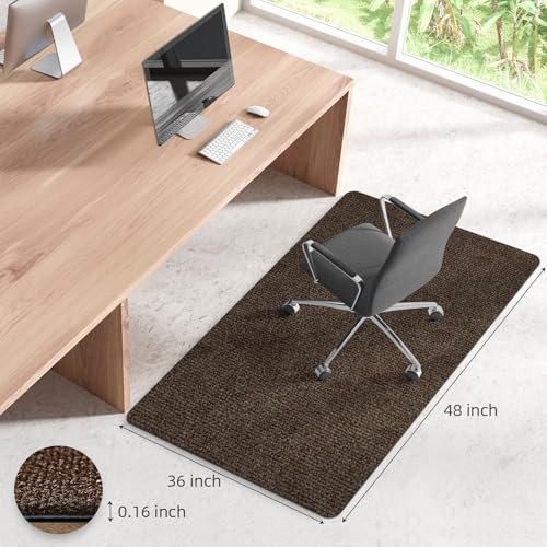 HomeMall Office Chair Mat for Hardwood and Tile Floor, 48" x 36" Computer Desk Chair Mats, Anti-Slip Mat for Rolling Chair, Large Floor Protector for Home Office, Coffee Color