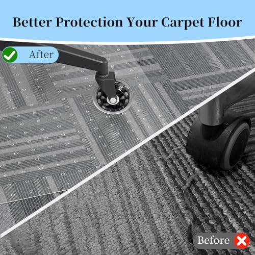 Tonaus Office Chair Mat for Carpet, 48"×36" Desk Chair Mat T-Shape Carpet Protector Mat for Office Chair, Transparent 2.2mm Thick T-Shape Floor Protection for Low Pile Carpets with Non-Slip Studded