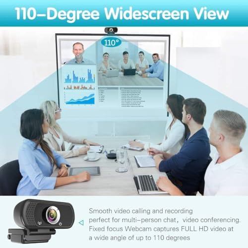 Webcam HD 1080p ,Live Streaming HD Camera with Stereo Microphone, PC Desktop or Laptop USB Webcam with 110 Degree View Angle, for Switch 2,Video Calling, Recording, Conferencing, Streaming, Gaming