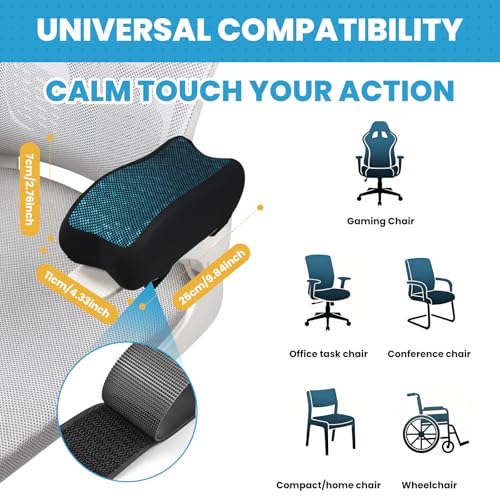 LITTLE SLOW DUCK Gel Memory Foam Armrest Pads, Cooling Chair Cushions with Pressure Relief, Non-Slip for Office, Gaming Chair & Wheelchair, Machine Washable Cover, Universal Fit 2 Pack