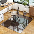 GLSLAND 46" × 55" [Tempered Glass] Chair Mat – Durable Office Chair Mat on Carpet with 0.2" Thickness, 4 Non‑Slip Pads, Sleek & Sturdy Matte Gray Finish, Smooth Glide & Easy Clean, Blue & Grey