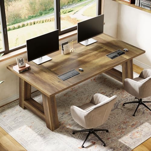 Tribesigns 62.6" Executive Desk, Large Office Computer Desk with Thickened Frame, Modern Simple Workstation Writing Table Business Furniture for Home Office, Rustic Brown