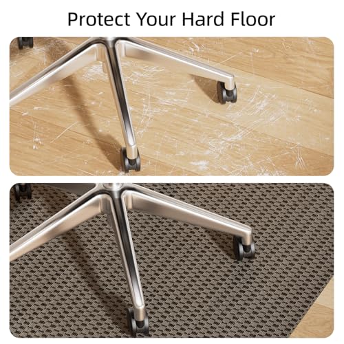 Yecaye Office Chair Mat for Hardwood Floor,36" x 48" Under Computer Desk Floor Protects for Rolling Chair,Non Slip PVC Woven Gaming Chair Mat,Not for Carpet (Blackbrown, 36" x 48")