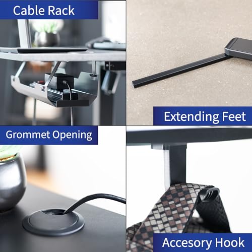 VIVO Electric Corner L-Shaped 47 x 47 in Standing Desk, Memory Height Adjustment, Light Wood Top White Frame, DESK-E1L94C