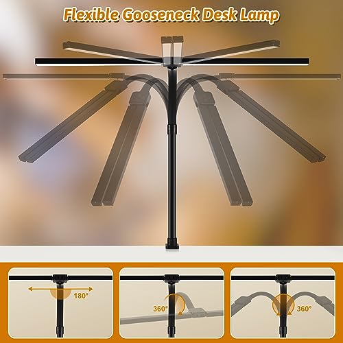 MACASA LED Desk Lamp for Office Dorm Home - Eye Caring Desk Light with Timer, Remote Control 24W Brightest Dual Screen Computer Monitor Gooseneck Dimmable Table lamp with Anti-Glare Cover Clamp