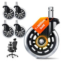 3 Inch Office Chair Wheels Set of 5, Heavy Duty PU Silent Chair Casters 880LBS Load Bearing, Universal 11mm Stem Replacement, Smooth Glide Floor Protecting for Home Office Gaming Desk Computer Chair