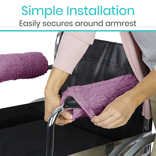 Vive Wheelchair Armrest Pads (2 PCS) - Memory Foam Sheepskin Cushion Accessories for Transport Electric Wheel Chair Arm Rests - for Adults, Seniors, Handicapped - Soft Support for Office Chair