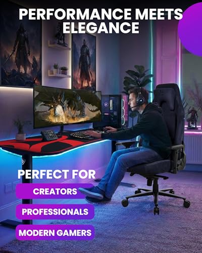 Arozzi Vernazza XL Soft PU Ergonomic Computer Gaming/Office Chair with High Backrest, Recliner, Swivel, Tilt, Rocker, Adjustable Height and Adjustable Lumbar and Neck Support - Pure Black