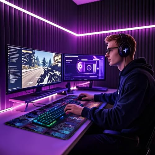 Mcapirivo Mystical Potion Bottles Gaming Mouse Pad 31.5"x15.7"｜XXL Desk Mat, Non-Slip Rubber Base & Stitched Edges - Extended Waterproof Mousepad for PC/Laptop/Office/Home Decor