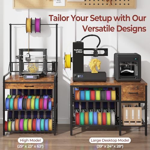 Anrigeail 3D Printer Stand with Filament Storage – Heavy Duty Metal 3D Printer Table with Drawer and Power Hub for Workshop, Studio, and Office