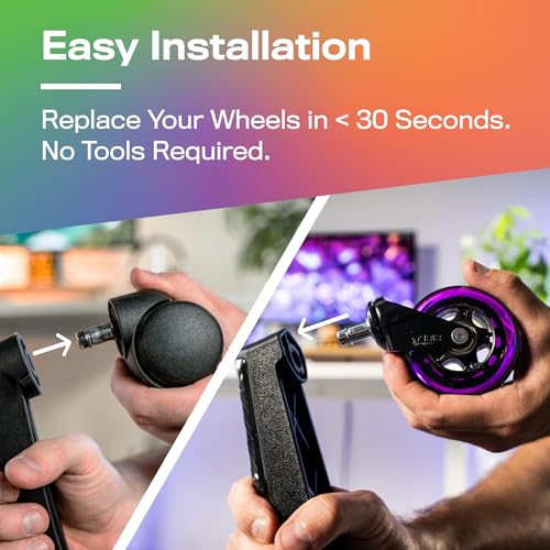 The Office Oasis Original Roller Style Office Chair Wheels (As Seen On PBS) - Smooth & Quiet Casters - Safe for Hardwood Floors & Carpet - Easy Installation with Universal Fit - Set of 5 - Rainbow