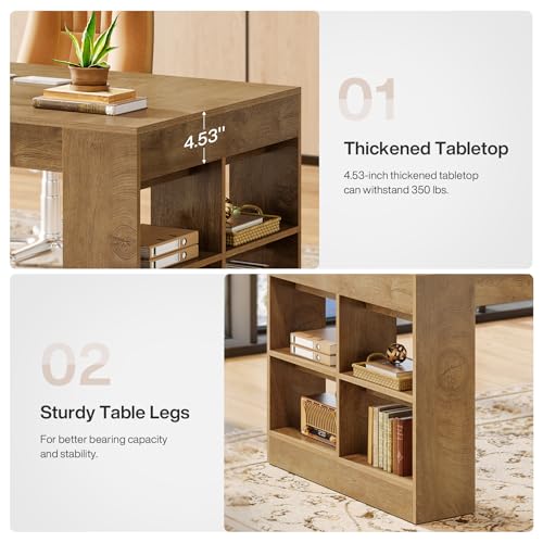 Tribesigns 70.9-Inch Executive Desk with Storage, Large Office Computer Desk with Shelves, Modern Wood Writing Table Business Furniture Workstation for Home Office, Rustic Brown