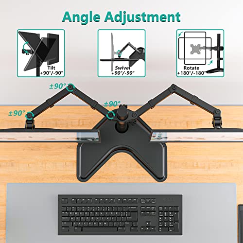 WALI Bundles- Dual Monitor Stand and Desk File Organizer, 4 Tier Desktop Paper Letter Tray Organizer with Drawer and 2 Pen Holders (MF002+DO005DH-B)