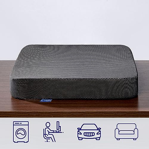 Ifoam Gel Infused Memory Foam Layer Wheelchair Cushion - Seat Cushion for Wheelchair-Office Chair, Kitchen Chair-Pressure Sore and Tailbone Pain Relief-High Dense Polyfoam Base (Black, 18×16×3 inch)