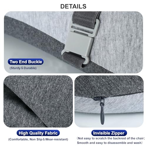 Adjustable Lumbar Support Pillow for Office Chair Improve Lower Back Pain Relief & Sitting Posture Back Support Pillow with Adjustable Slider Ergonomic Memory Foam Back Cushion for Long Sitting（1 Pcs）