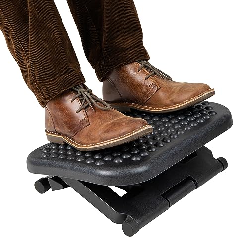 Mind Reader Foot Rest, Under Desk at Work, Ergonomic, Height Adjustable, Office, Plastic, 17"L x 13"W x 6.25"H, Black