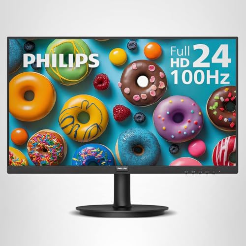 Philips 24 inch 100Hz Computer Monitor, Frameless Full HD (1920 x 1080), VESA, HDMI x1, VGA Port x1, Eye Care, 4 Year Advance Replacement Warranty, 241V8LB