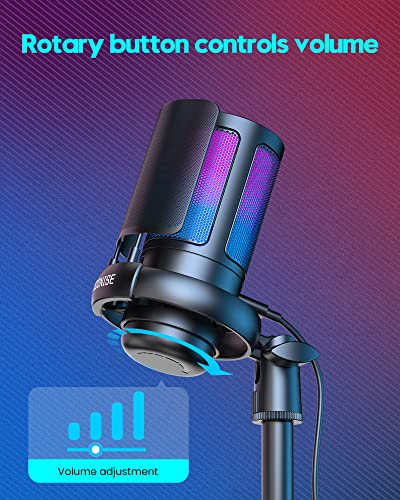 Gaming Microphone for PC: USB Mic for Podcasts Videos & Streaming - Condenser Mic with Quick Mute & Pop Filter - RGB Microphone Gift for Gamer boys - Compatible with PS4/5 & Computer & Laptop