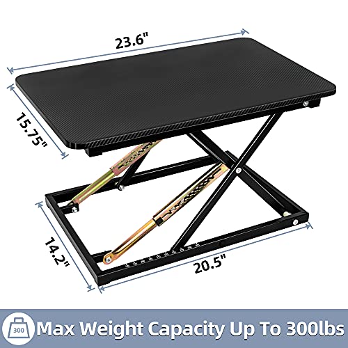 STANDNEE Standing Desk Converter, Height Adjustable Sit Stand Desk Converter, Fully Assembled Monitor Desk Riser for Standing or Sitting, Black, Pattern