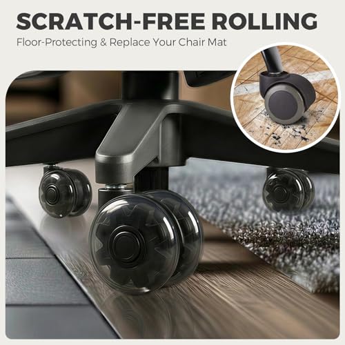 Sytopia 3-Inch Office Chair Wheels Set of 5, Quiet & Smooth Casters for Hardwood & Carpet, Universal Fit 11x22mm Replacement Wheels for Gaming Chairs, Heavy-Duty Supports 1000 lbs, Black