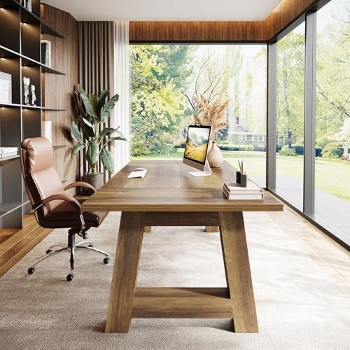 Tribesigns 62.6" Executive Desk, Large Office Computer Desk with Thickened Frame, Modern Simple Workstation Writing Table Business Furniture for Home Office, Rustic Brown
