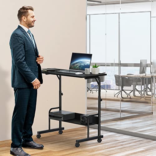 SHW 30.5" to 40.5" Height Adjustable Mobile Standing Desk Laptop Workstation for Walking Pad Treadmill, Black