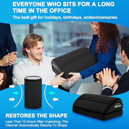 TALSTILA Foot Rest for Under Desk at Work, Foot Rest with Warm Plush Feet Pocket, Ergonomic Adjustable Memory Foam Footrest for Office Chair, Foot Stool for Office - Back & Leg Pain Relief