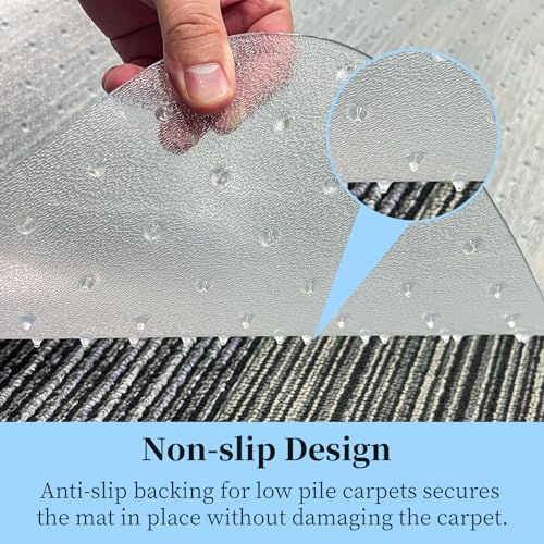 Tonaus Office Chair Mat for Carpet, 48"×36" Desk Chair Mat T-Shape Carpet Protector Mat for Office Chair, Transparent 2.2mm Thick T-Shape Floor Protection for Low Pile Carpets with Non-Slip Studded