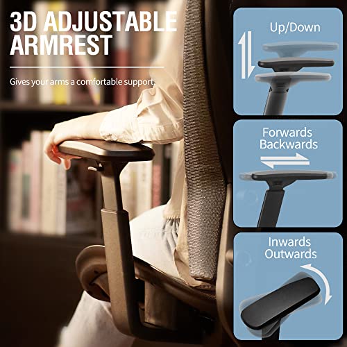 ELABEST T96 Mesh Office Chair,Ergonomic Computer Desk Chair,Sturdy Task Chair- Adjustable Lumbar Support & Armrests,Tilt Function,Comfort Wide Seat,Swivel Home Office Chair