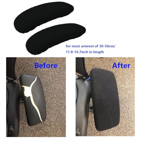BAIDATONG Office Chair Arm Covers,Office Chair Arm Rest Cover Gaming Chair Armrest Covers Office Removable Arm Rest Covering Elastic Chair Armrest Cover (Black, 2Pcs/Set (10-13) x (2-4) x 1.9 inches)