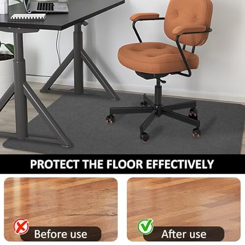 Office Chair Mat for Hardwood Floor&Tile,55"x35" Anti-Slip Desk Chair Mat,Low-Pile Mat,Multi-Purpose Hardwood Floor Protector for Office,Home (Light Grey, 35 * 47IN)