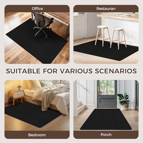 Office Chair Mat for Hardwood Floor 36x48 Inch, Non-Slip Rolling Chair Mat, Flat Lay Floor Protector for Wood Tile Laminate, Anti-Slip Sound Absorbing(Black)