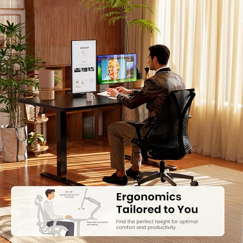 ErGear Height Adjustable Electric Standing Desk, 48 x 24 Inches Sit Stand up Desk, Memory Computer Home Office Desk, Black