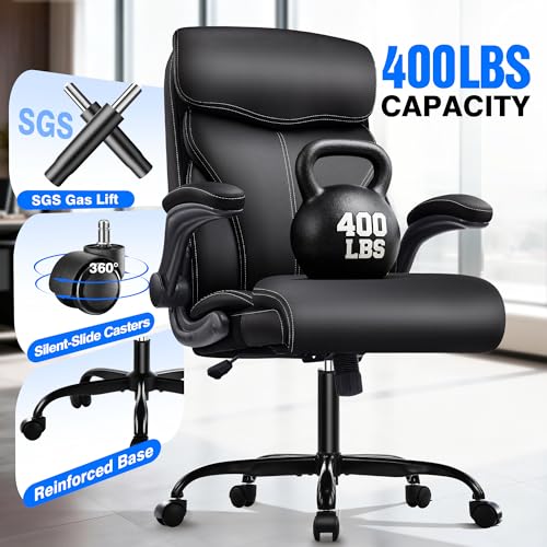 AreShark Office Chair - Executive High Back Breathable Comfy Desk Chair with Lumbar Support - Ergonomic Leather Rolling Swivel Computer Chair with Rock Function for Working Studying Gaming Relaxing
