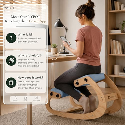 NYPOT Ergonomic Kneeling Chair with Adjustable Seats - Knee Chair for Posture Correction & Kneel Rocking Stool for Desk - Back Pain Relief for Home and Office, Supports 250 pounds - 5 Years Warranty