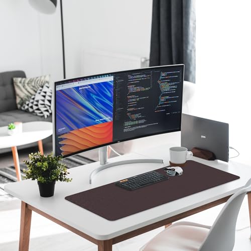 Leather Desk Pad Protector,Non-Slip Desk Pad,on-Slip PU Leather Large Mouse Pad,Easy Clean Desk Protecor Mat,Writing Pad for Office Work/Home/Decor(Black, 23.6" x 13.7")