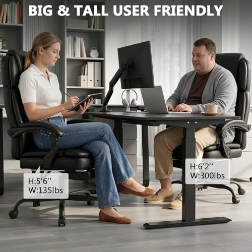 Zonelucky Executive High Back Home Office Chair with Foot Rest & Adjustable Headrest for Lower Back Pain Relief, Comfy Ergonomic Computer Desk Chair 400lb, Padded PU Leather Chair, Pocket Spring seat
