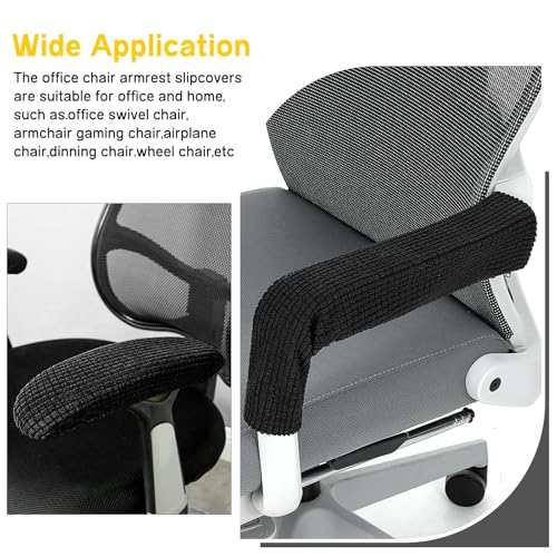 Classicseali 2pcs Office Chair Armrest Covers, Arm Rest Covers for Office Chair,with Zipper, Stretchable Chairs Arm Pads, Black Armrest Cover for Chairs